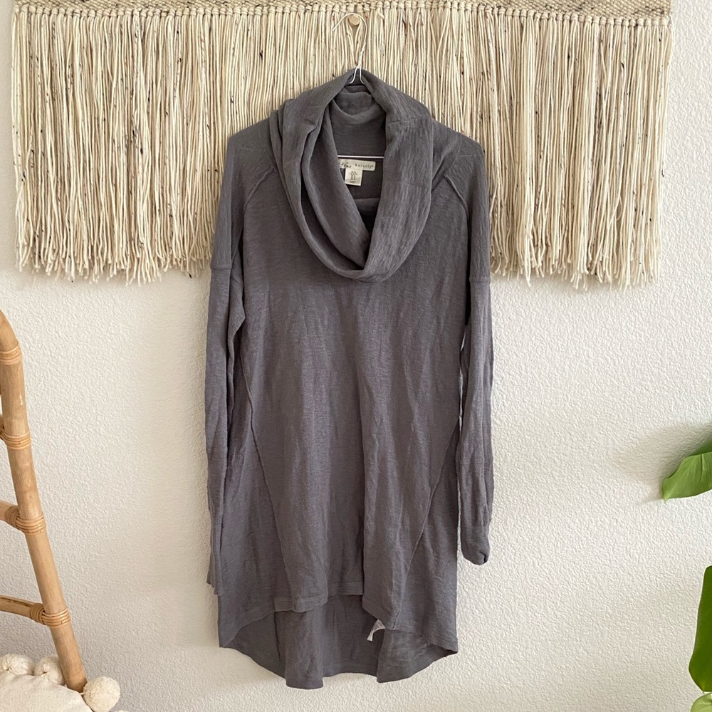 Kaisely Grey Longline Long Sleeve Cowlneck Sweater